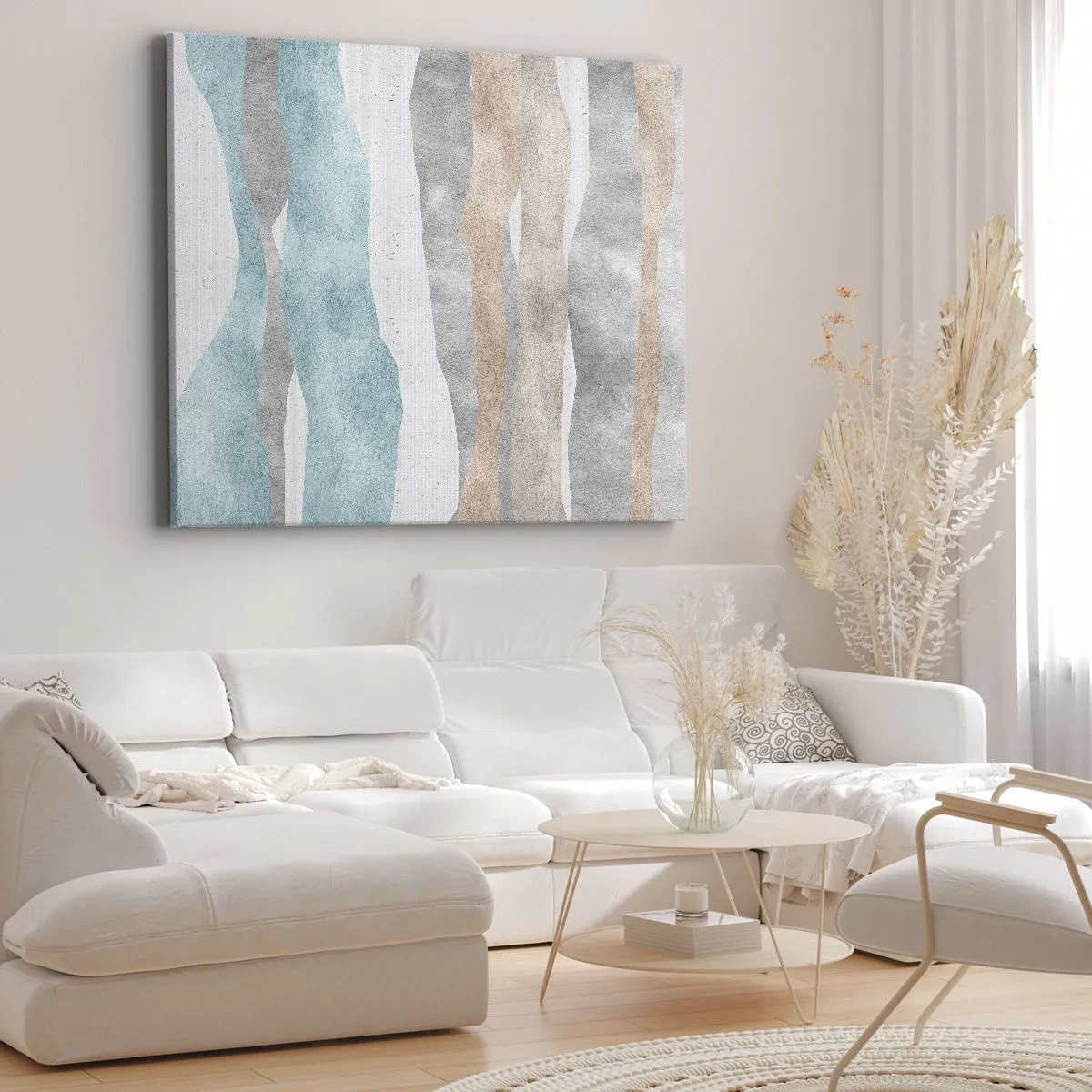 Canvastavla - Bild på duk - Abstrakta ränder i pastellfärger - 70x50cm - Närhetsstudie - Modern väggdekoration för vardagsrum och sovrum ARTTOR
