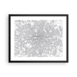 Affisch i svart ram - Karta över London-labyrinten - 50x40 cm