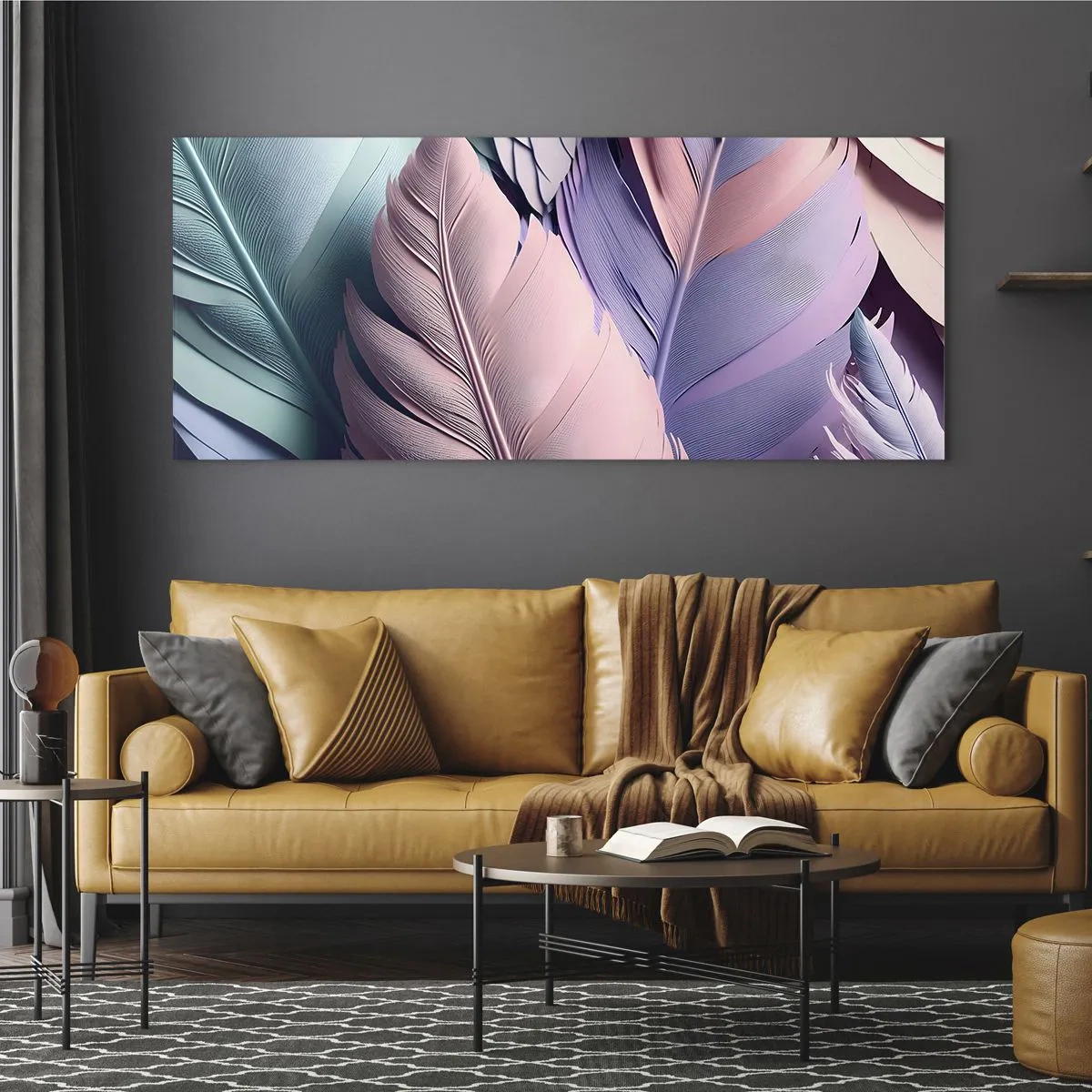 Glastavla - Bild på glas - Fågelstil - 100x40 cm