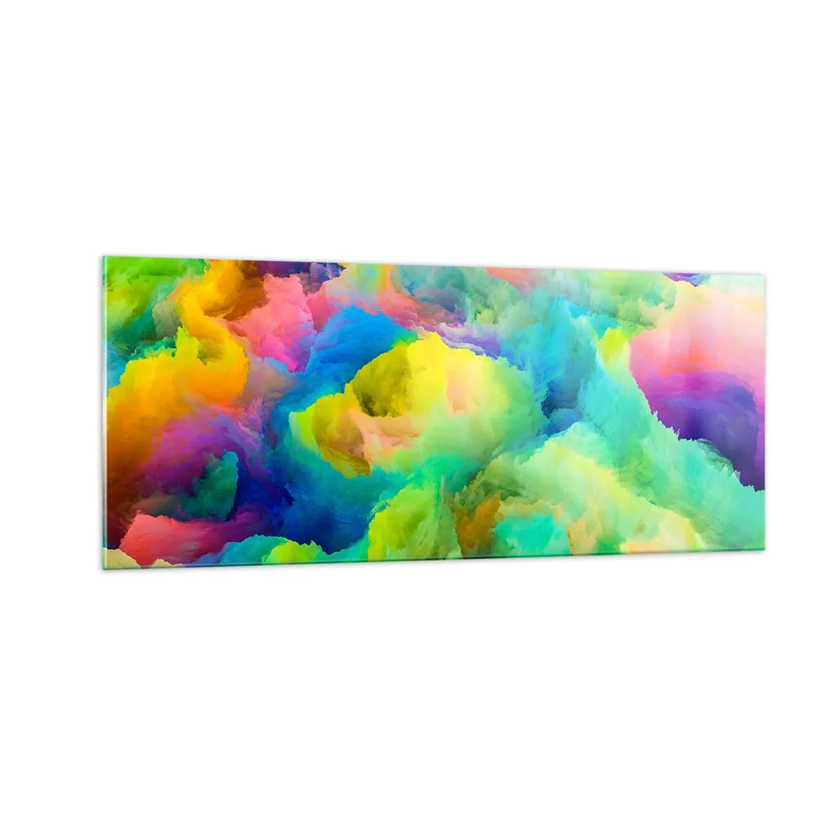 Glastavla - Bild på glas - Regnbågsdun - 100x40 cm