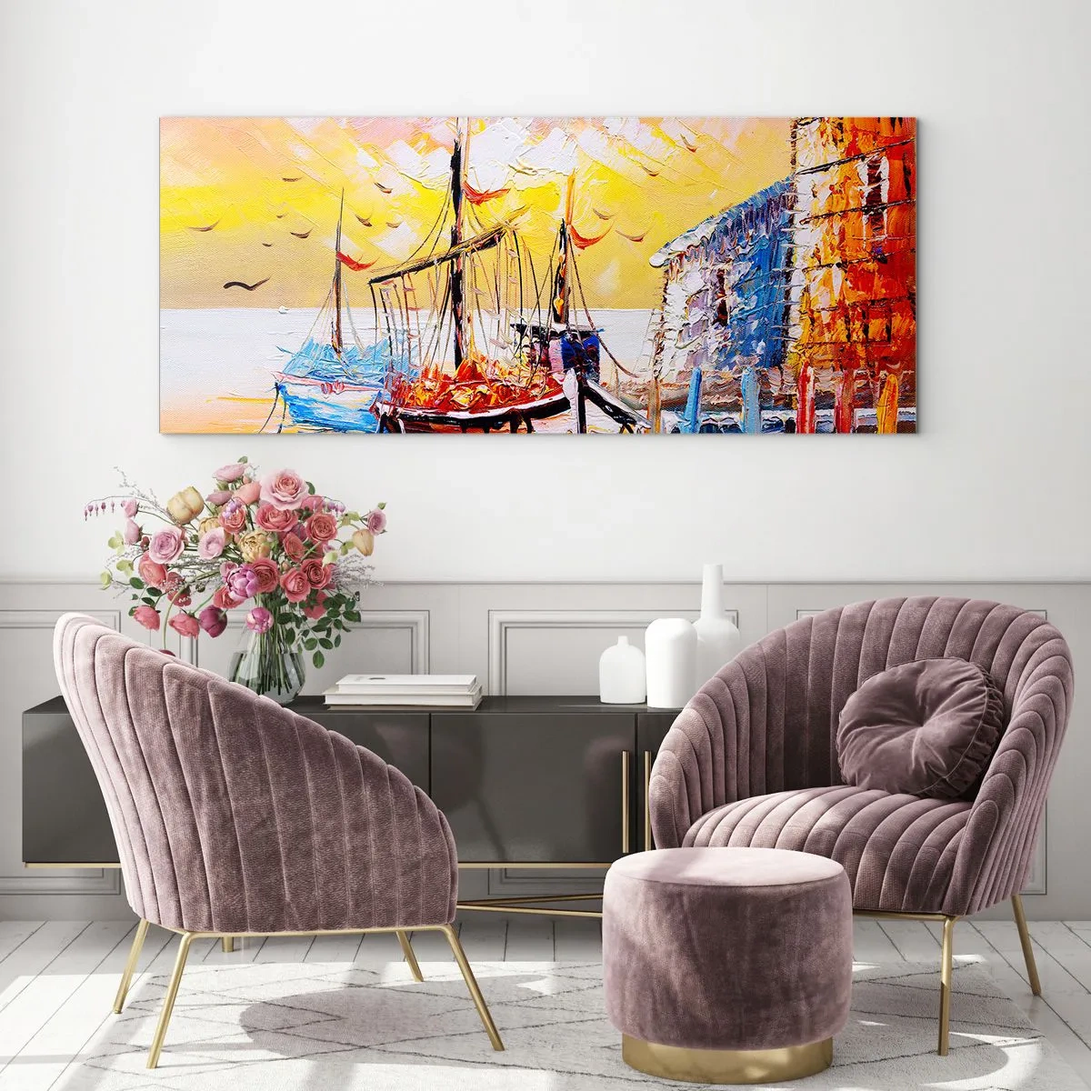 Glastavla - Bild på glas - Lycklig återresa - 160x50 cm