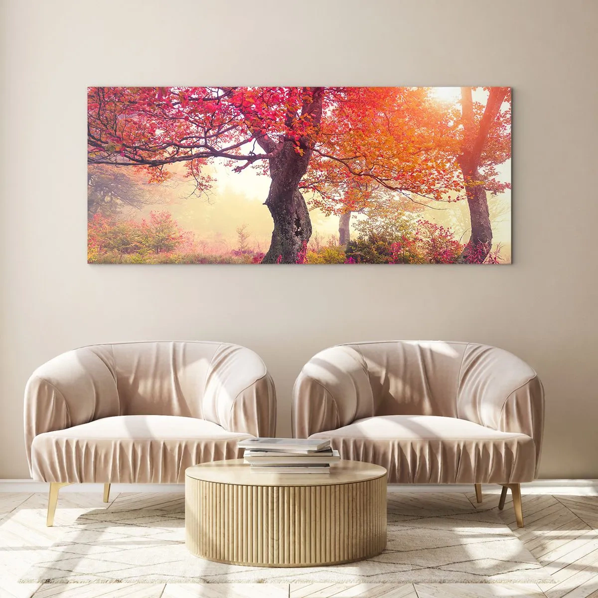 Glastavla - Bild på glas - Våldsam blommande - 100x40 cm