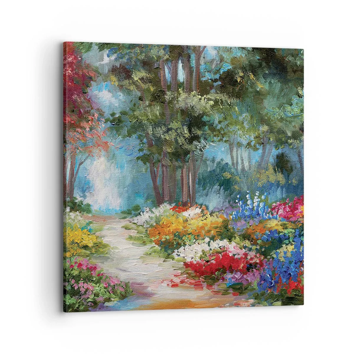 Canvastavla - Bild på duk - Skogsträdgård, blomskog - 70x70 cm
