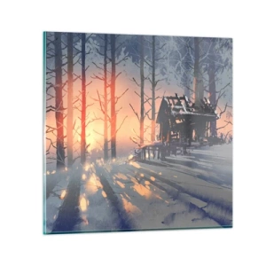 Glastavla - Bild på glas - det är bara solen som tittar in här - 70x70 cm