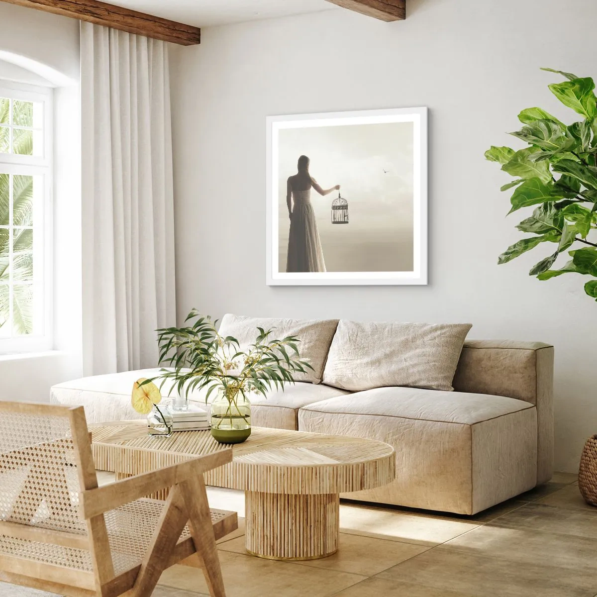 Affisch i vit ram - Var fri - 60x60 cm