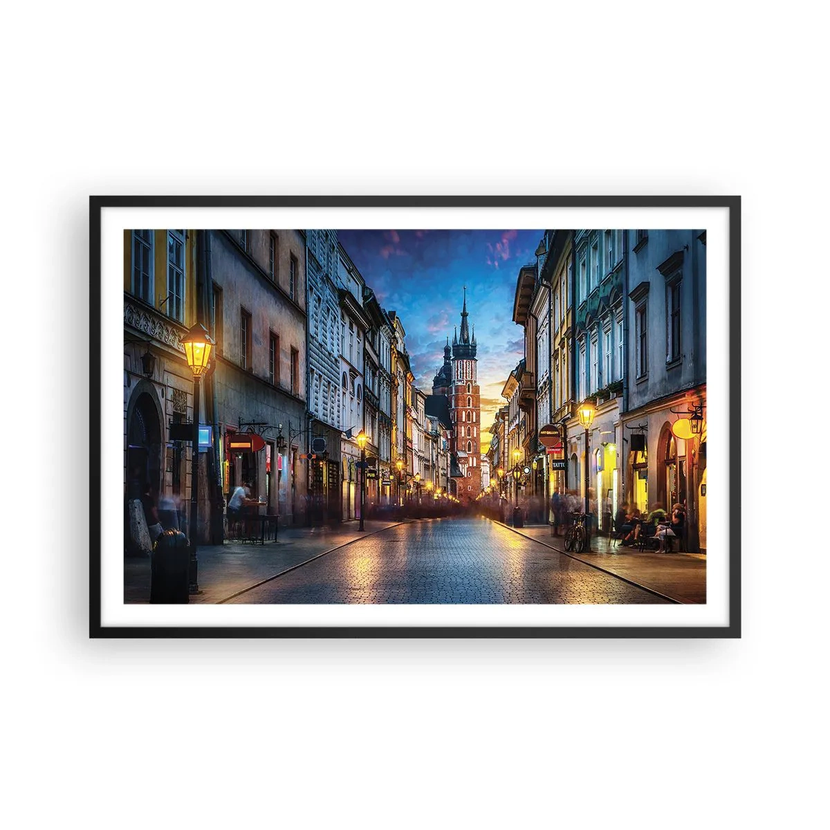 Affisch i svart ram - Krakows charm - 91x61 cm