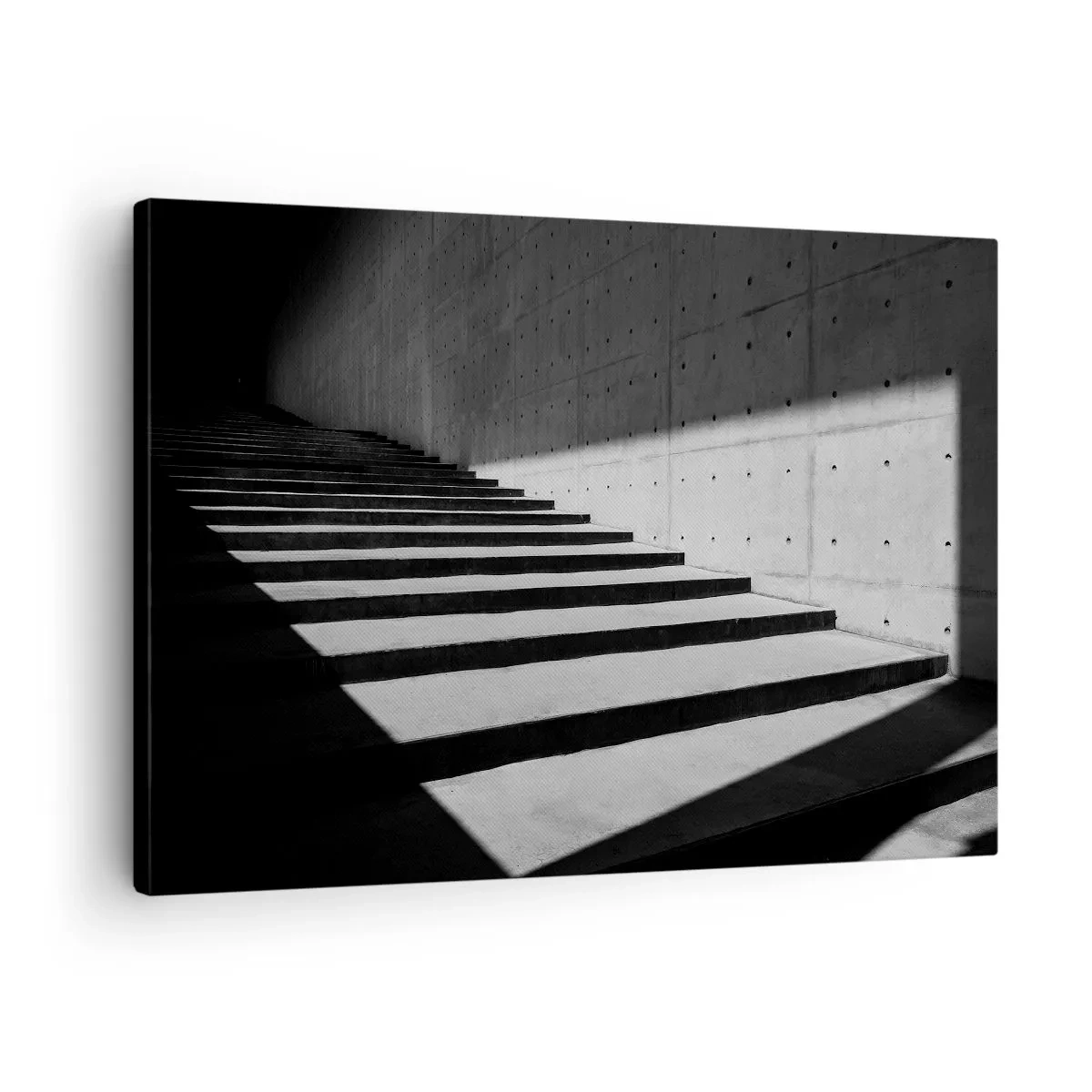 Canvastavla - Bild på duk - Trappor i minimalistisk stil i svartvitt - 70x50cm - Modernismens råa skönhet - Modern väggdekoration för vardagsrum och sovrum ARTTOR