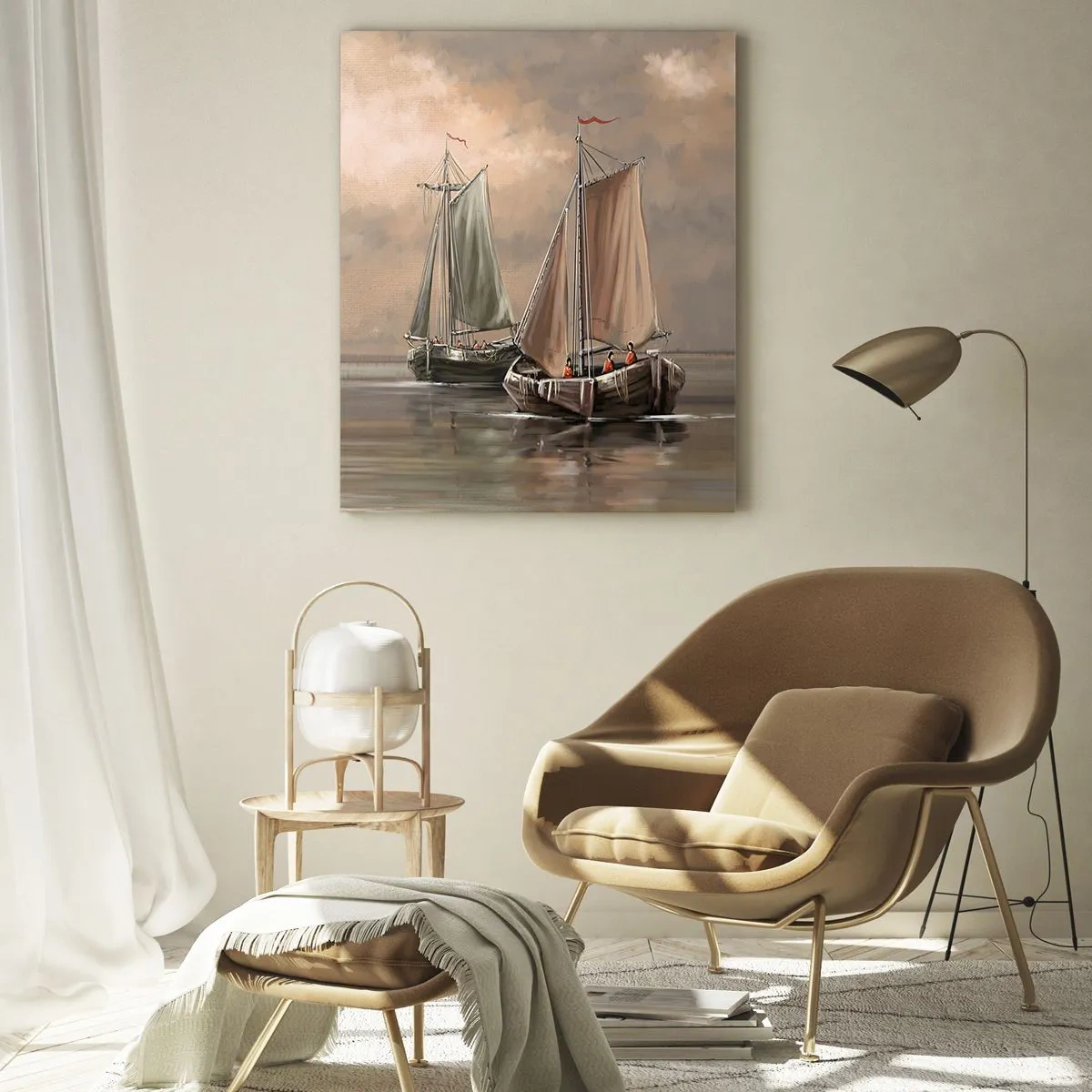 Glastavla - Bild på glas - Seglarnas hemkomst - 50x70 cm
