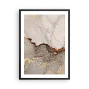 Affisch i svart ram - Abstrakt marmormönster med guld- och koppardetaljer - 50x70cm - På färgernas gräns - Modern väggdekoration för vardagsrum och sovrum ARTTOR