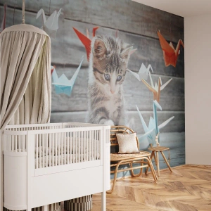 Fototapet Standard Eco - Första lektionen - Djur, Katt, Origami - 450x315 cm