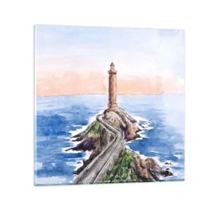 Glastavla - Bild på glas - Vänd mot havet - 50x50 cm