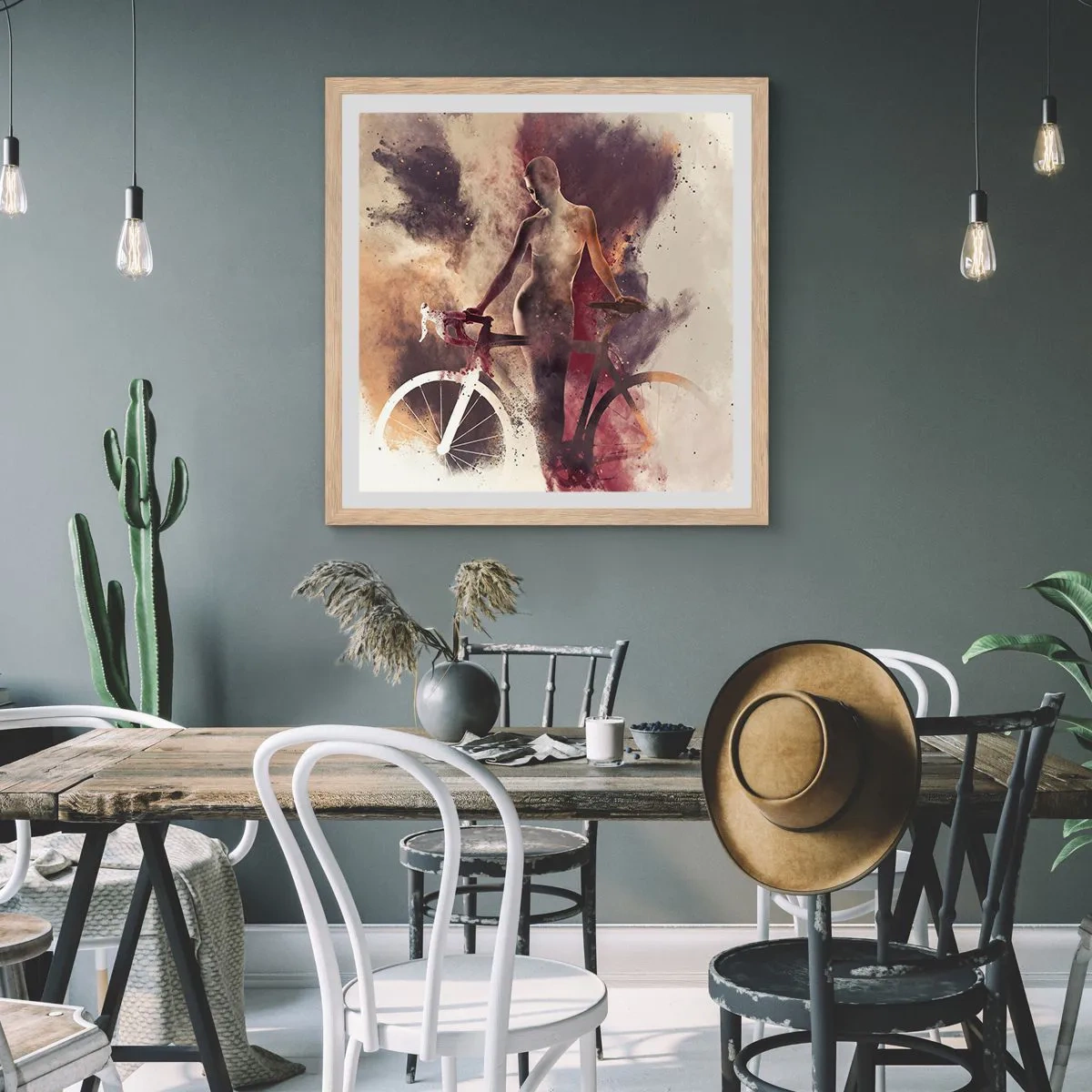 Affisch i ram av ljusek - Cyklelsjäl i marmorform - 50x50 cm