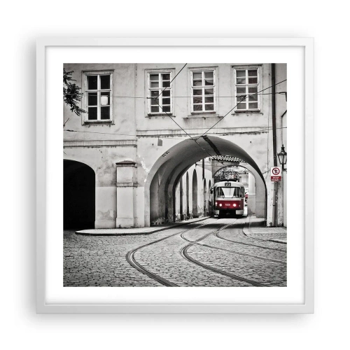 Affisch i vit ram - Genom stadens labyrint - 50x50 cm