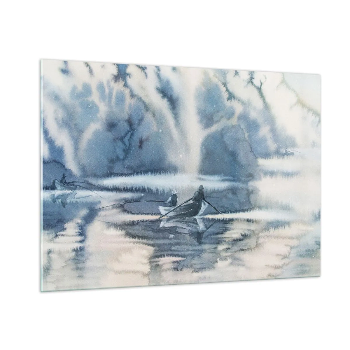 Glastavla - Bild på glas - Sportfiskare i sitt paradis - 100x70 cm