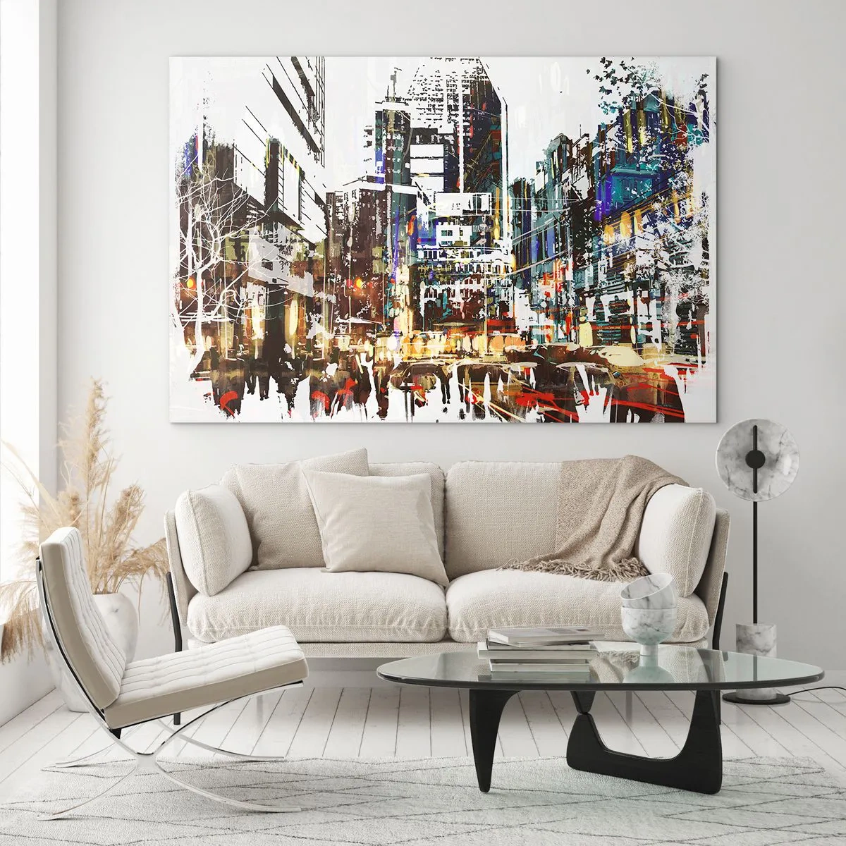 Glastavla - Bild på glas - Blinkande stad - 100x70 cm