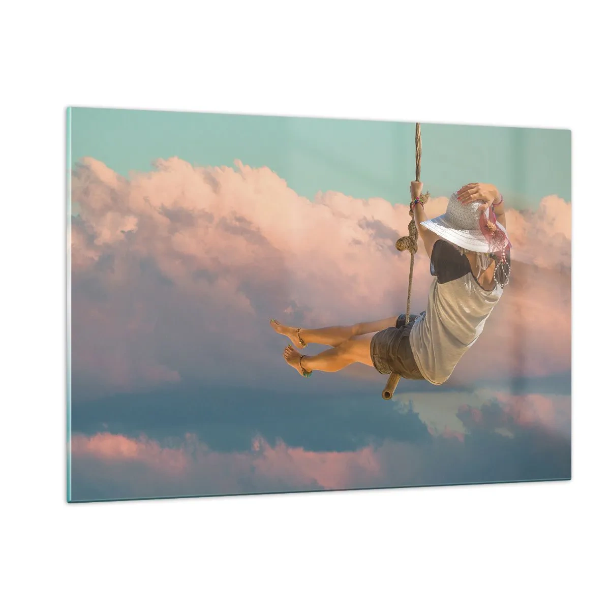 Glastavla - Bild på glas - Lek i molnen - 120x80 cm