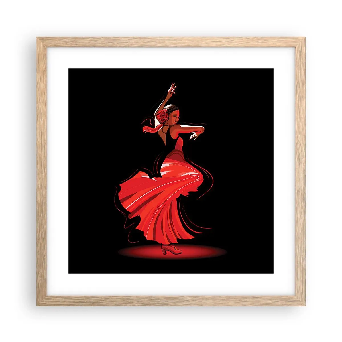 Affisch i ram av ljusek - Flamencos brinnande anda - 40x40 cm