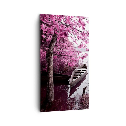 Canvastavla - Bild på duk - I rosa tystnad - 45x80 cm