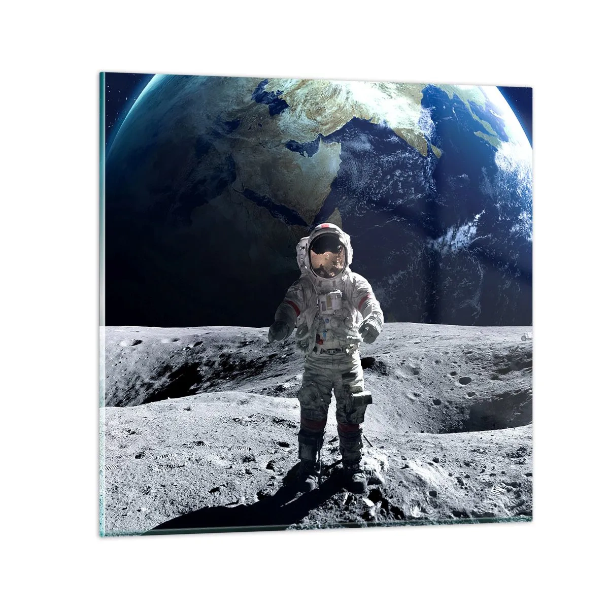 Glastavla - Bild på glas - Hälsningar från månen - 50x50 cm