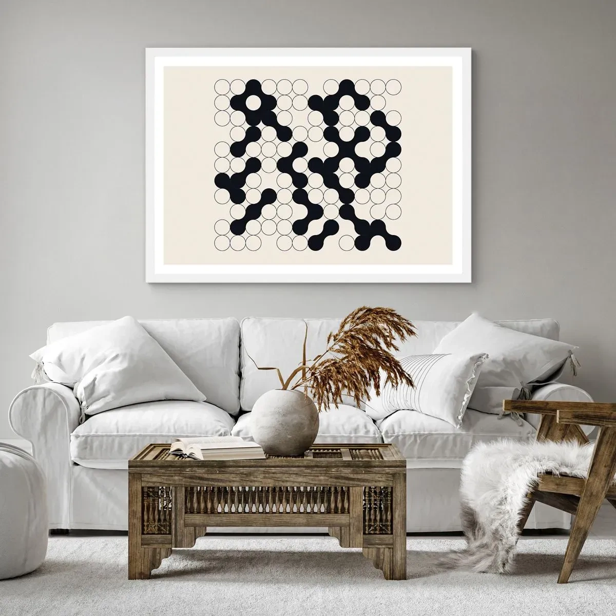 Affisch i vit ram - Kinesiskt spel - variation - 40x30 cm