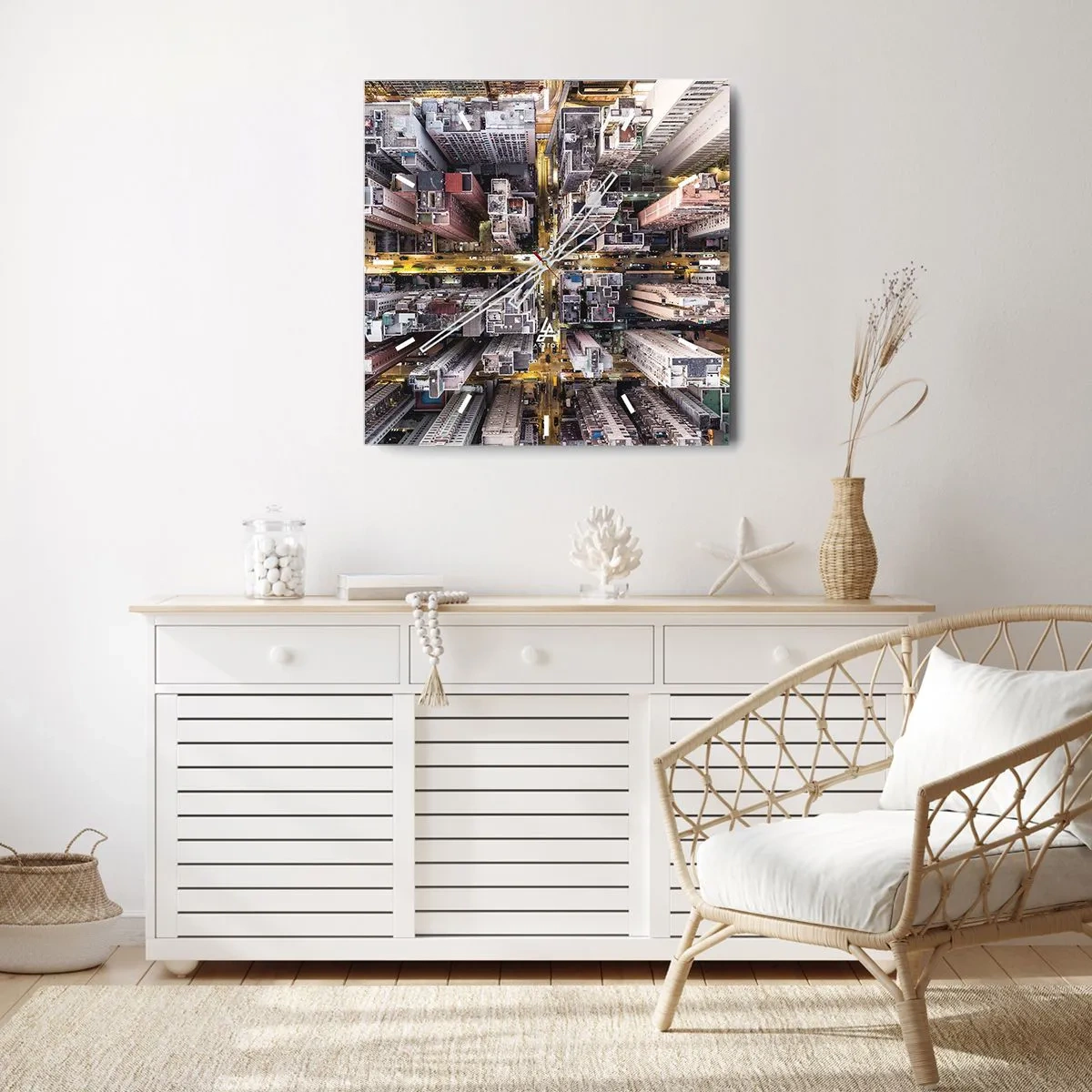 Väggklocka - Klocka på glas - Hälsningar från Hongkong - 30x30 cm