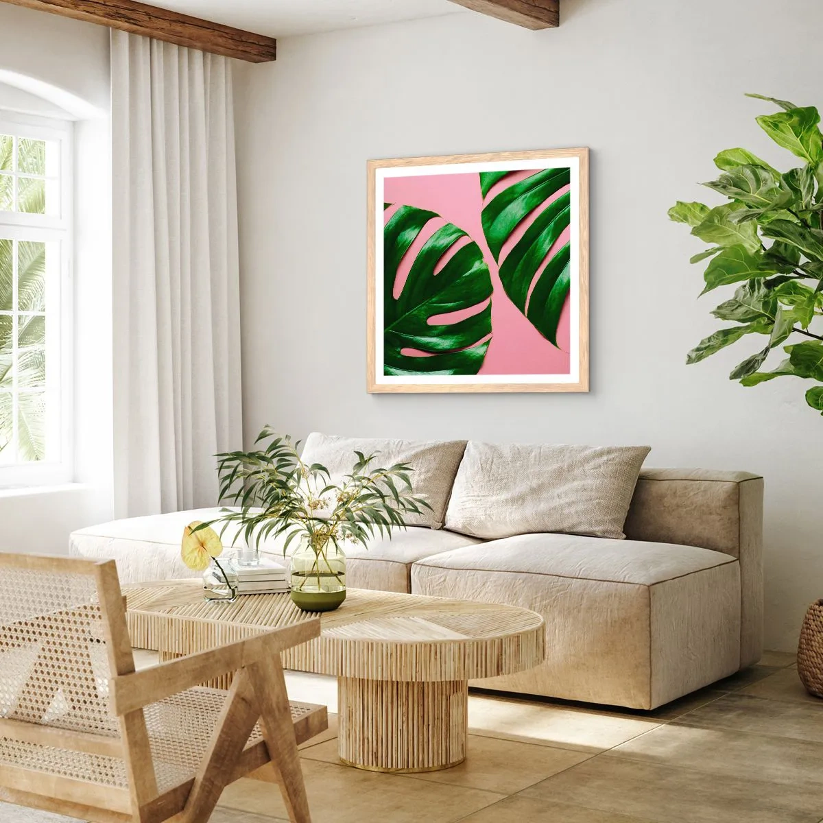 Affisch i ram av ljusek - Grön rendez-vous - 40x40 cm