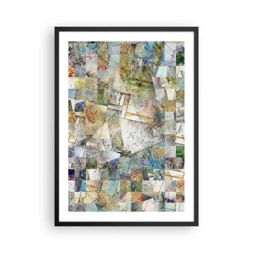 Affisch i svart ram - En abstrakt mosaik av geometriska former i jordnära toner. - 50x70cm - Geometrisk omblandning - Modern väggdekoration för vardagsrum och sovrum ARTTOR
