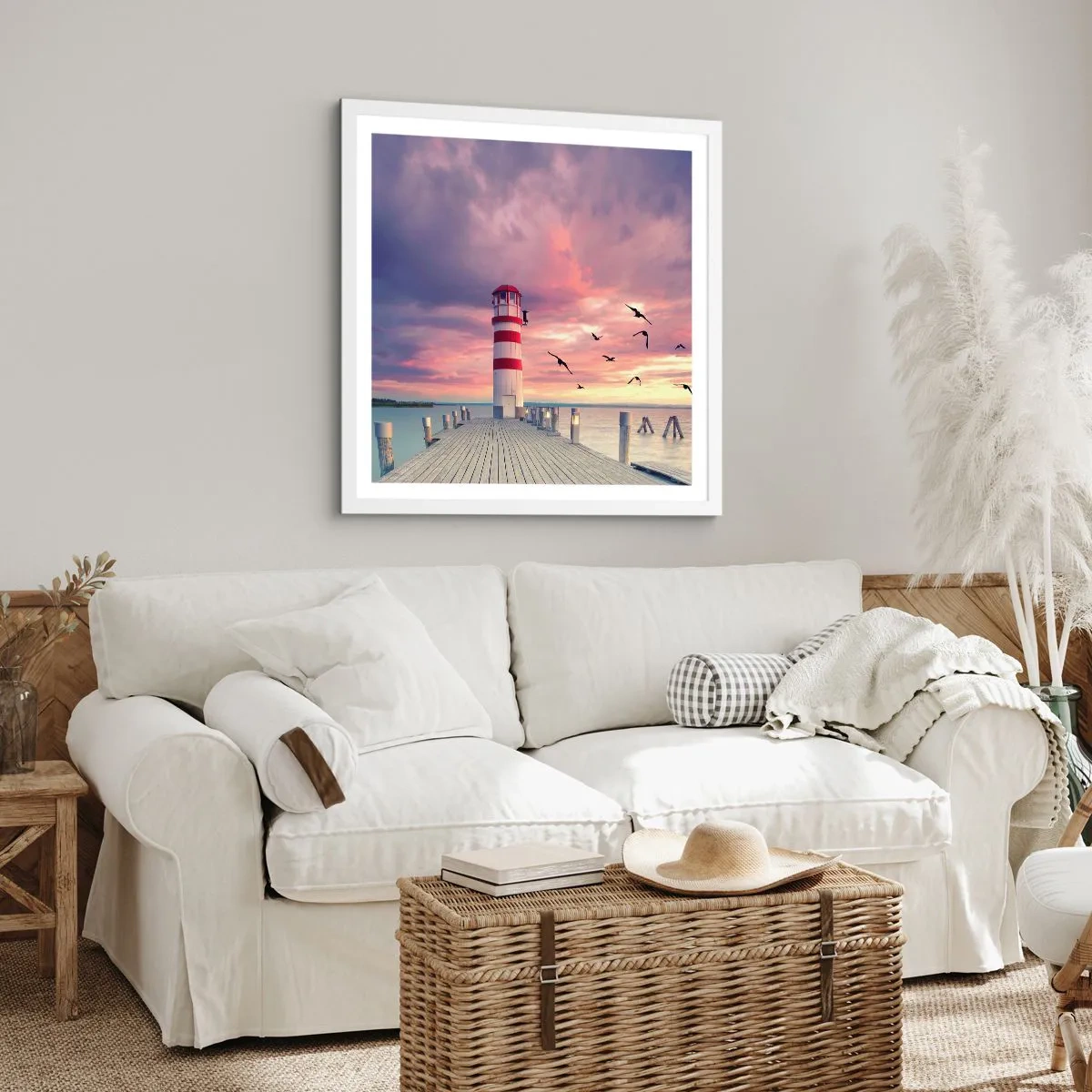 Affisch i vit ram - Dags att bege sig till hamnen - 40x40 cm