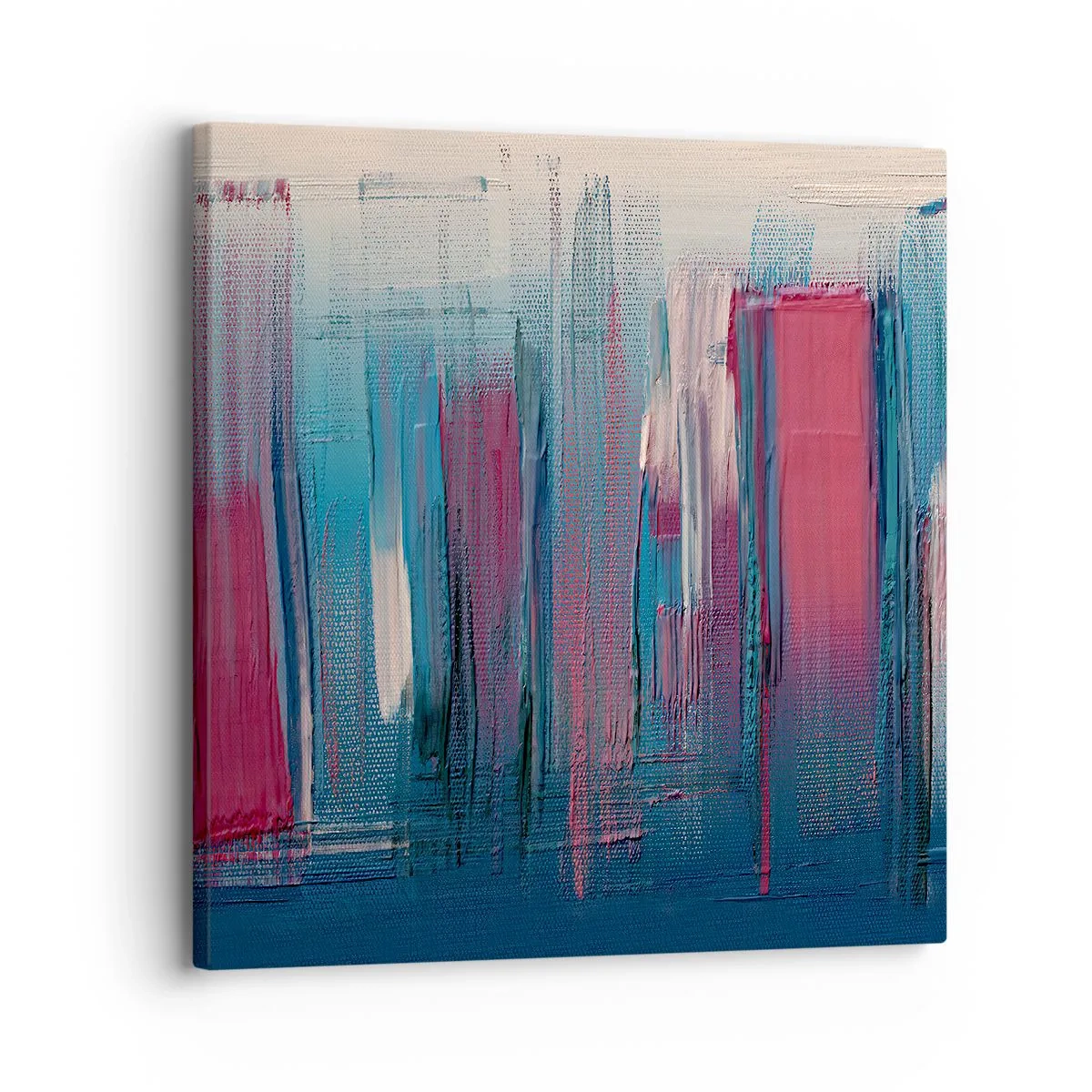 Canvastavla - Bild på duk - Vertikal komposition i blått och rött - 30x30 cm
