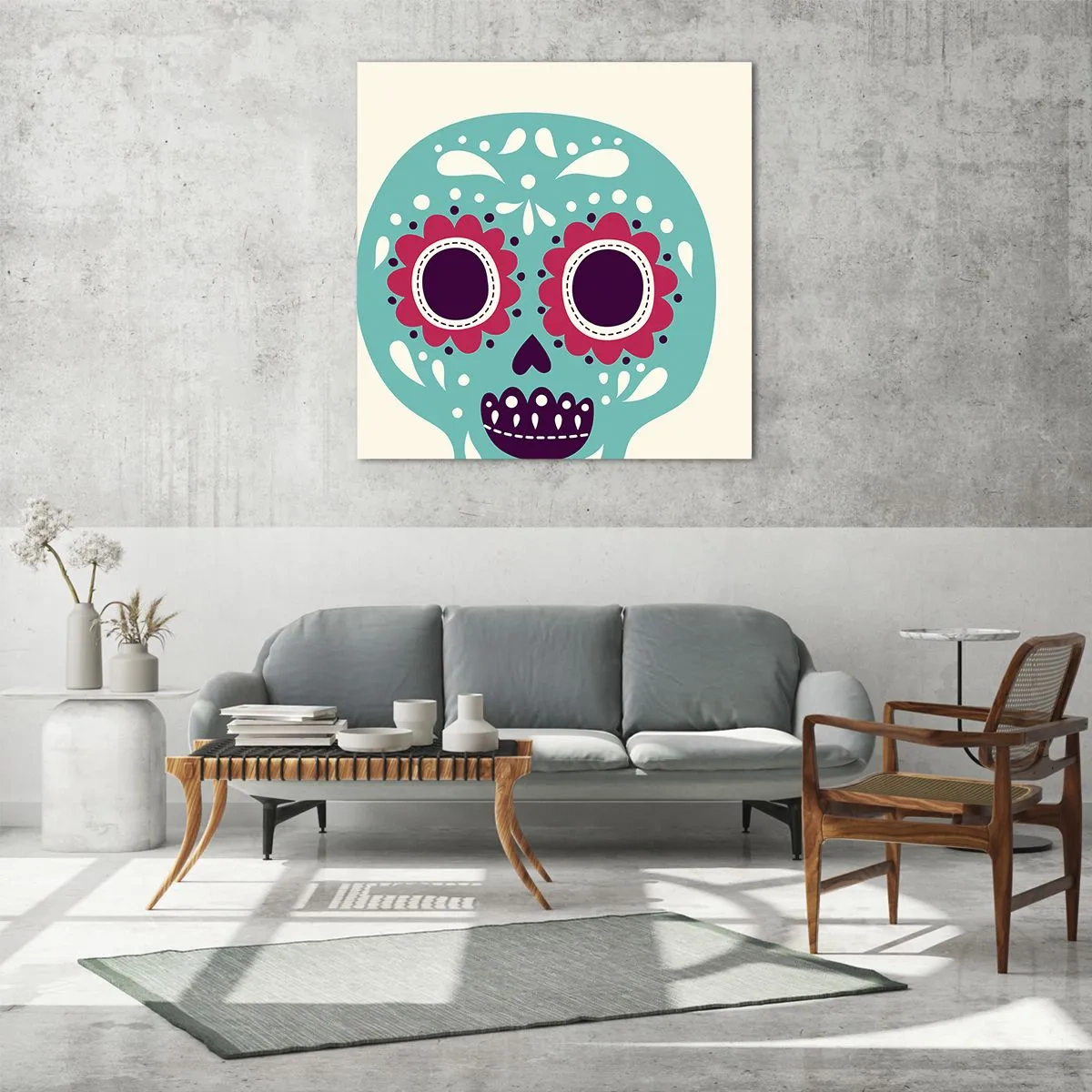 Glastavla - Bild på glas - Livet - nöje till döden - 60x60 cm