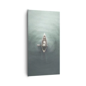 Canvastavla - Bild på duk - Över en månbelyst sjö - 65x120 cm