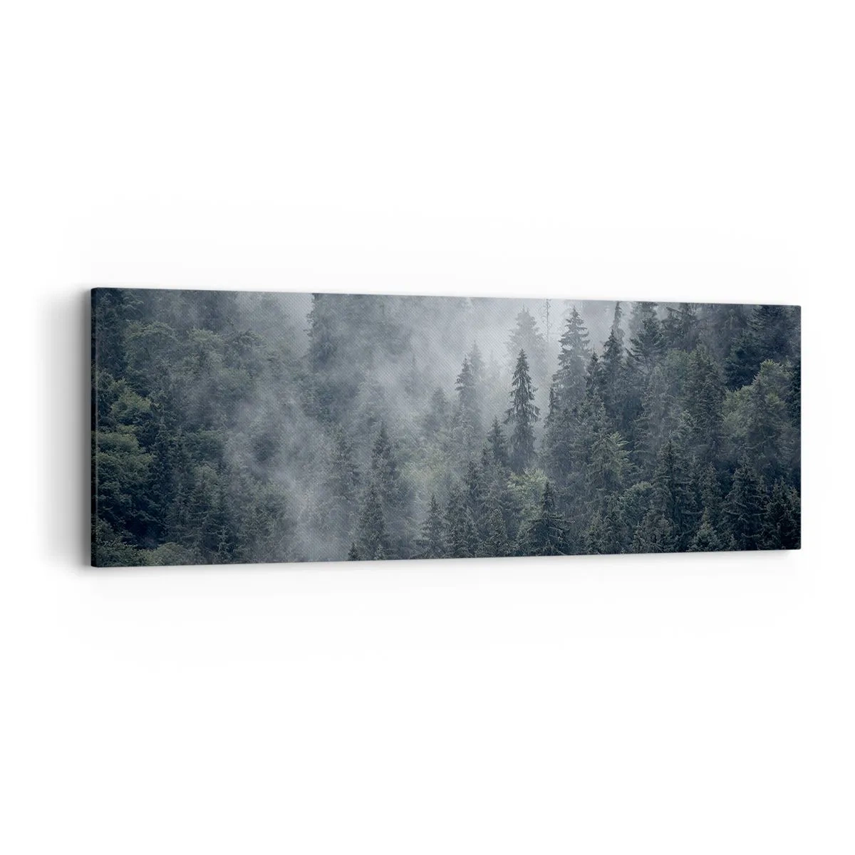Canvastavla - Bild på duk - Gryning i skogen - 90x30 cm