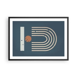 Affisch i svart ram - Geometri mot mörkblå bakgrund - 70x50 cm