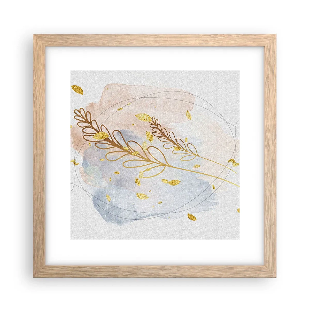 Affisch i ram av ljusek - En gyllene explosion - 30x30 cm