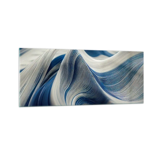 Glastavla - Bild på glas - Flöde av blått och vitt - 100x40 cm