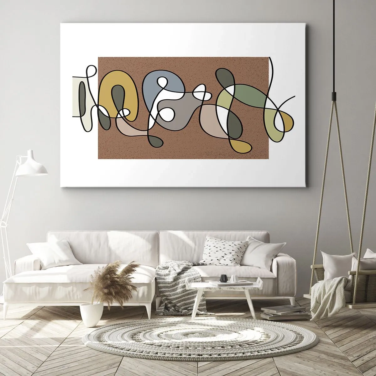 Canvastavla - Bild på duk - Färgglad abstraktion med fläckar och linjer - 70x50cm - En abstraktion värd att le åt - Modern väggdekoration för vardagsrum och sovrum ARTTOR