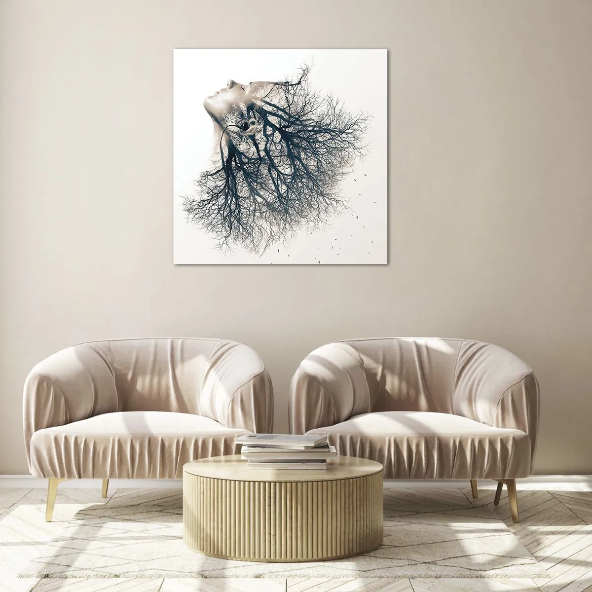 Glastavla - Bild på glas - Lyssnar på trädens viskningar - 60x60 cm