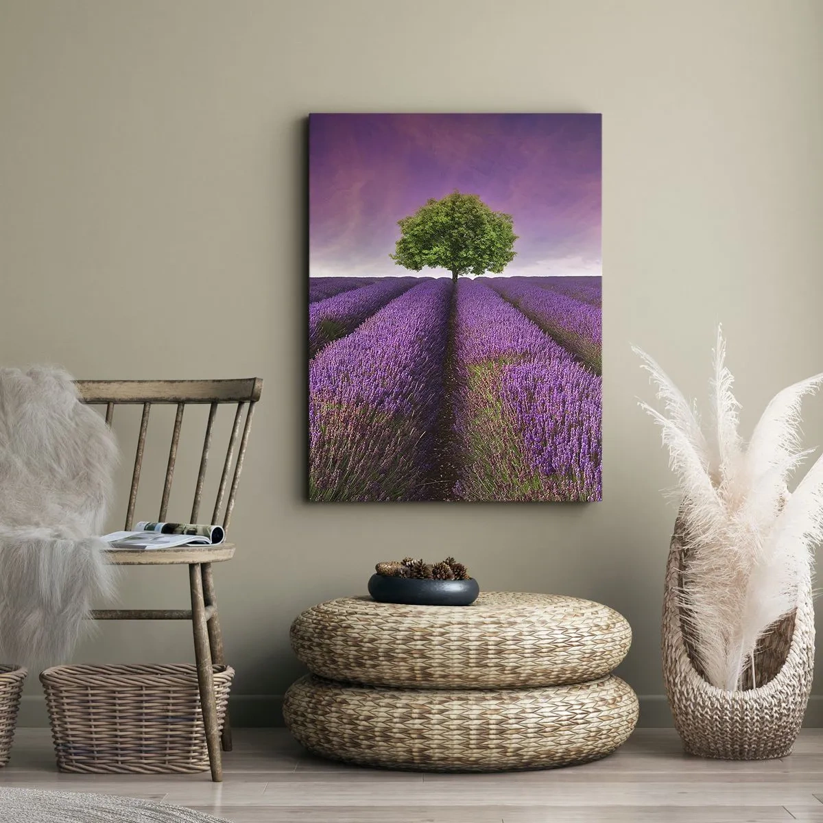 Canvastavla - Bild på duk - På lavendelåkrarna - 50x70 cm