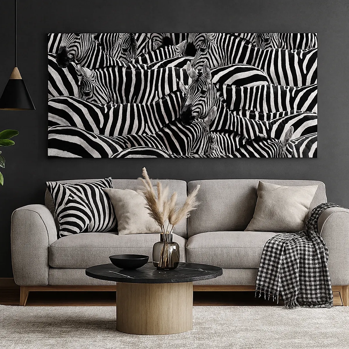 Canvastavla - Bild på duk - Randig grupporträtt - 30x30 cm