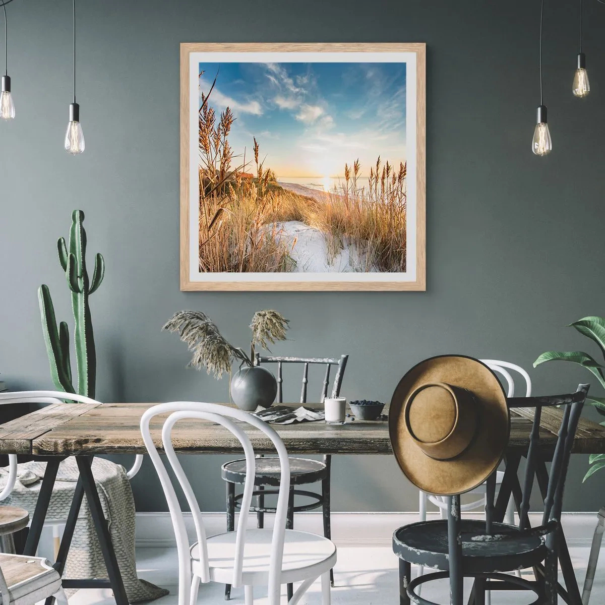 Affisch i ram av ljusek - Nordlig strand - 30x30 cm