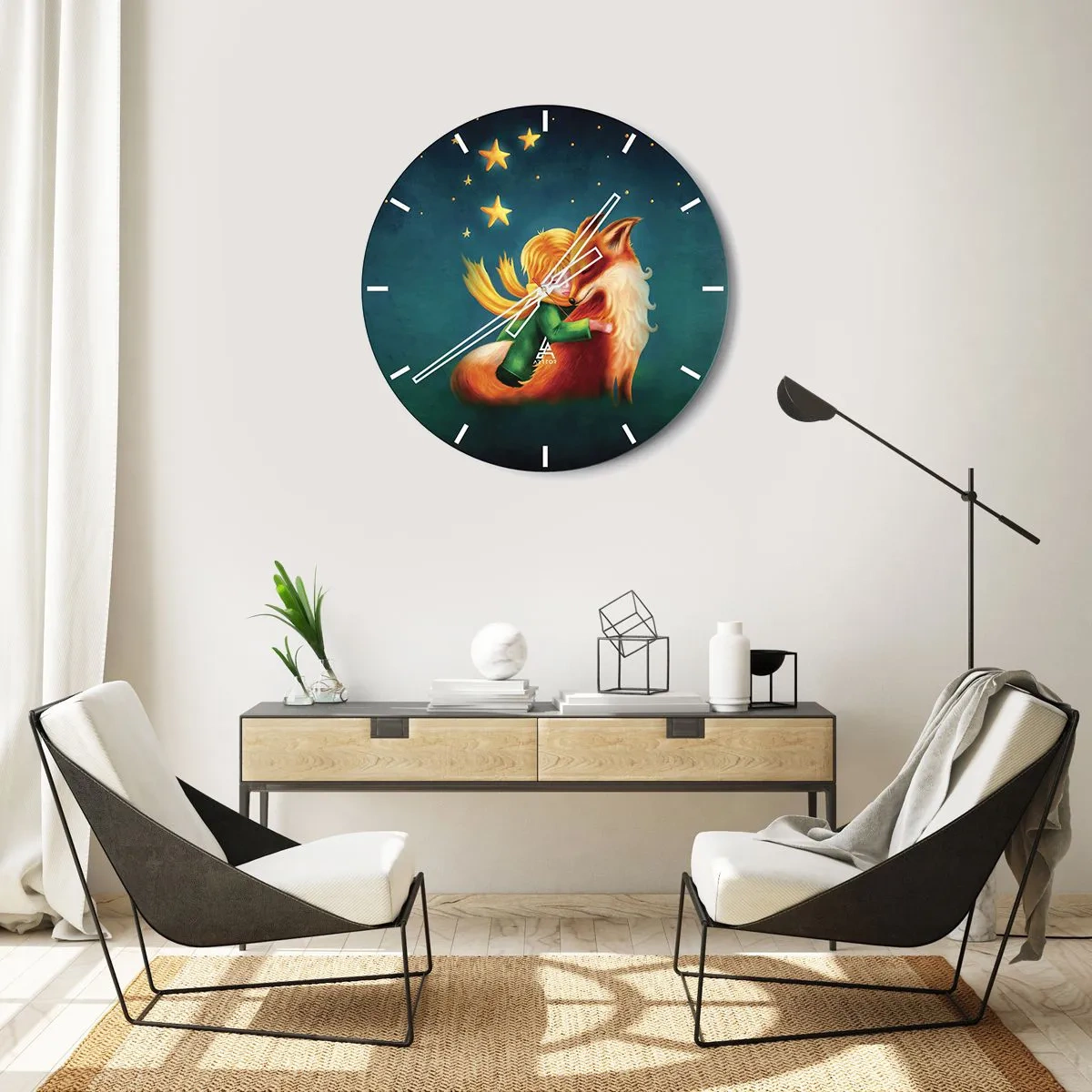 Väggklocka - Klocka på glas - Lilla prinsen - 40x40 cm