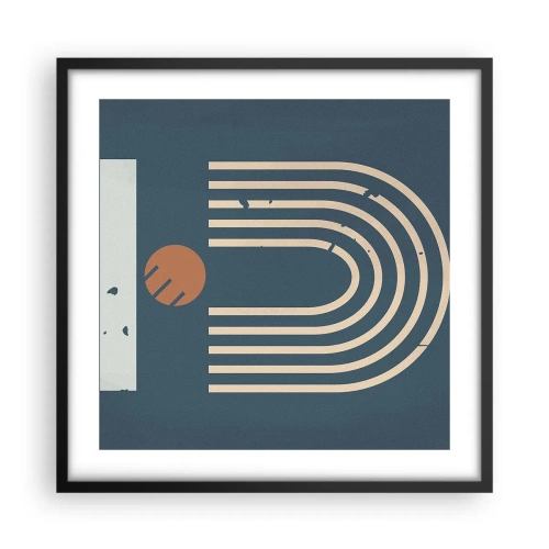 Affisch i svart ram - Geometri mot mörkblå bakgrund - 50x50 cm