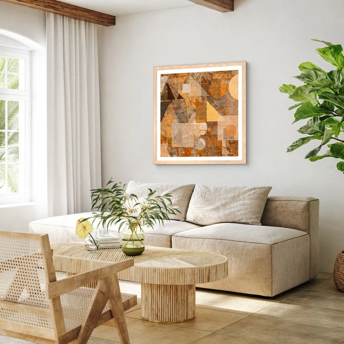 Affisch i ram av ljusek - Kubistisk studie i brun - 30x30 cm