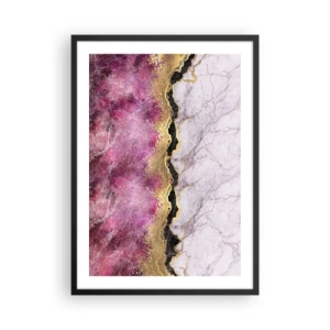 Affisch i svart ram - Abstraktion med marmormönster och gulddetaljer - 50x70cm - På gränsen - Modern väggdekoration för vardagsrum och sovrum ARTTOR