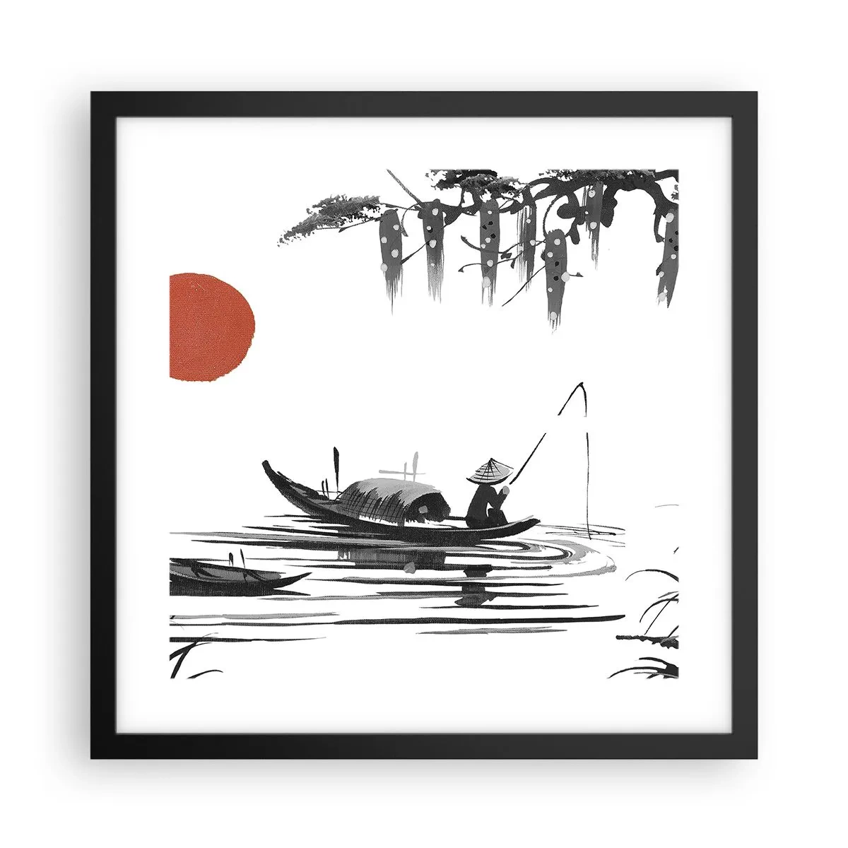 Affisch i svart ram - Asiatisk eftermiddag - 40x40 cm