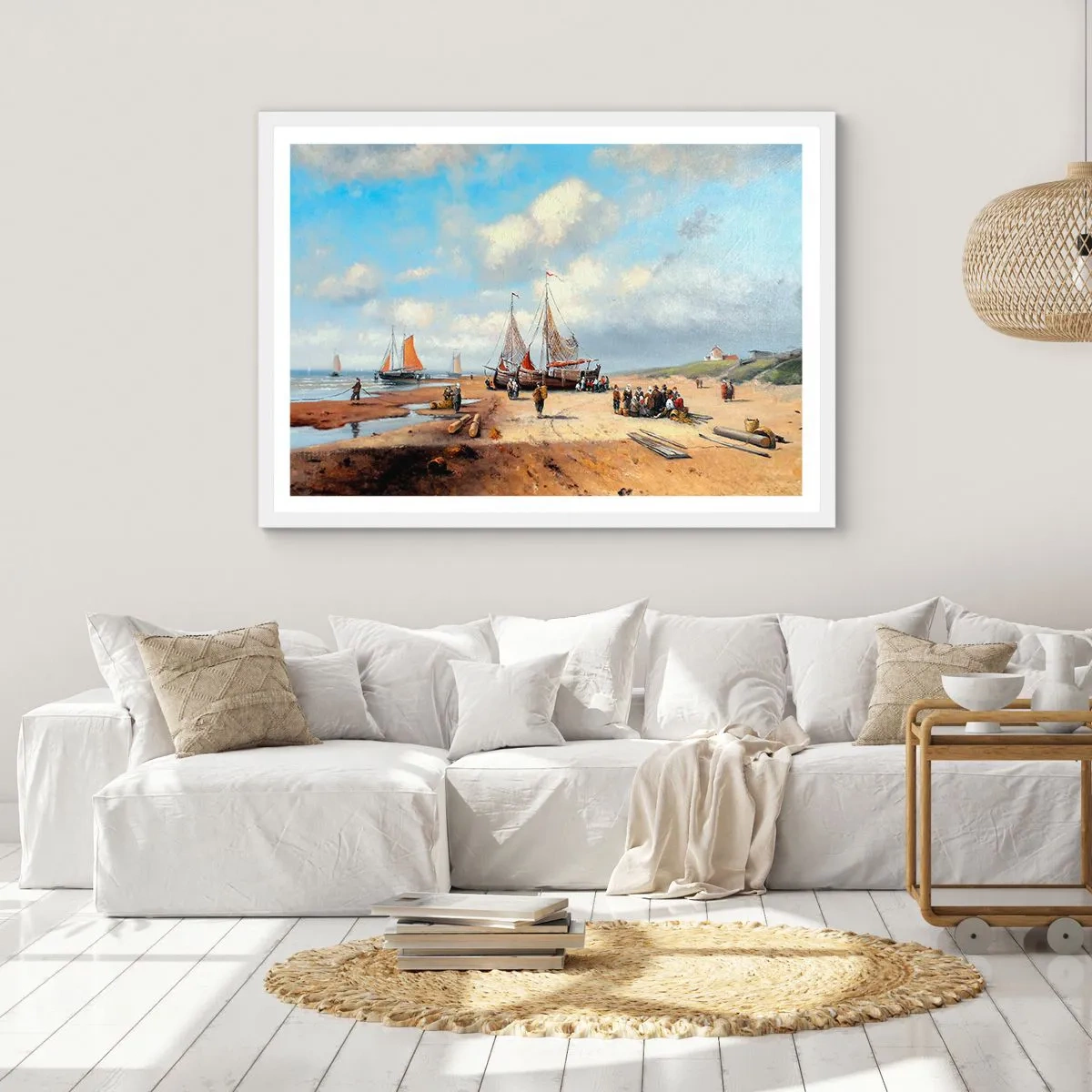 Affisch i vit ram - Efter en lyckad fångst - 91x61 cm