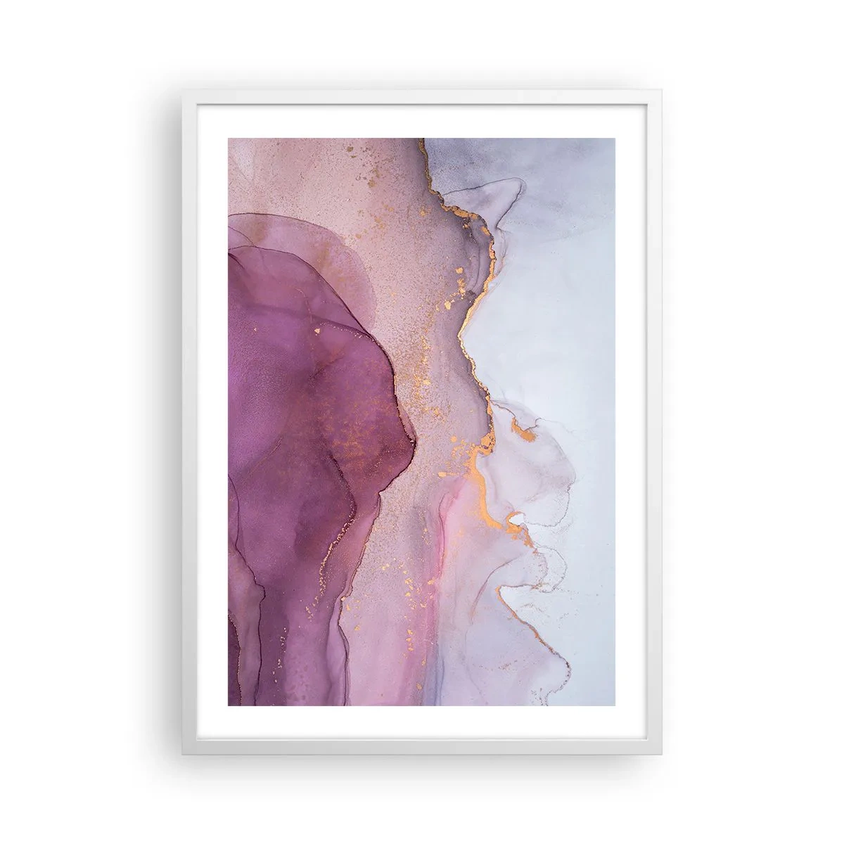 Affisch i vit ram - Lila och violett vågor - 50x70 cm