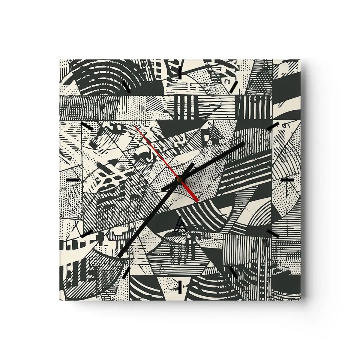 Väggklocka - Klocka på glas - Nutidens dynamik - 30x30 cm