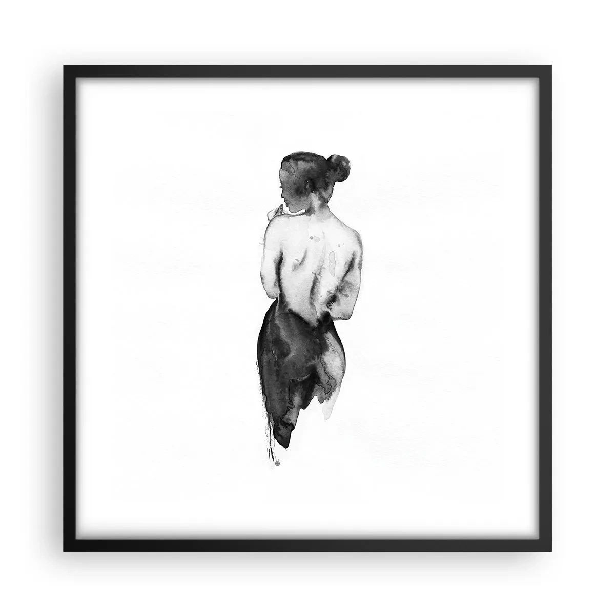 Affisch i svart ram - Världen försvinner i hennes närvaro - 50x50 cm
