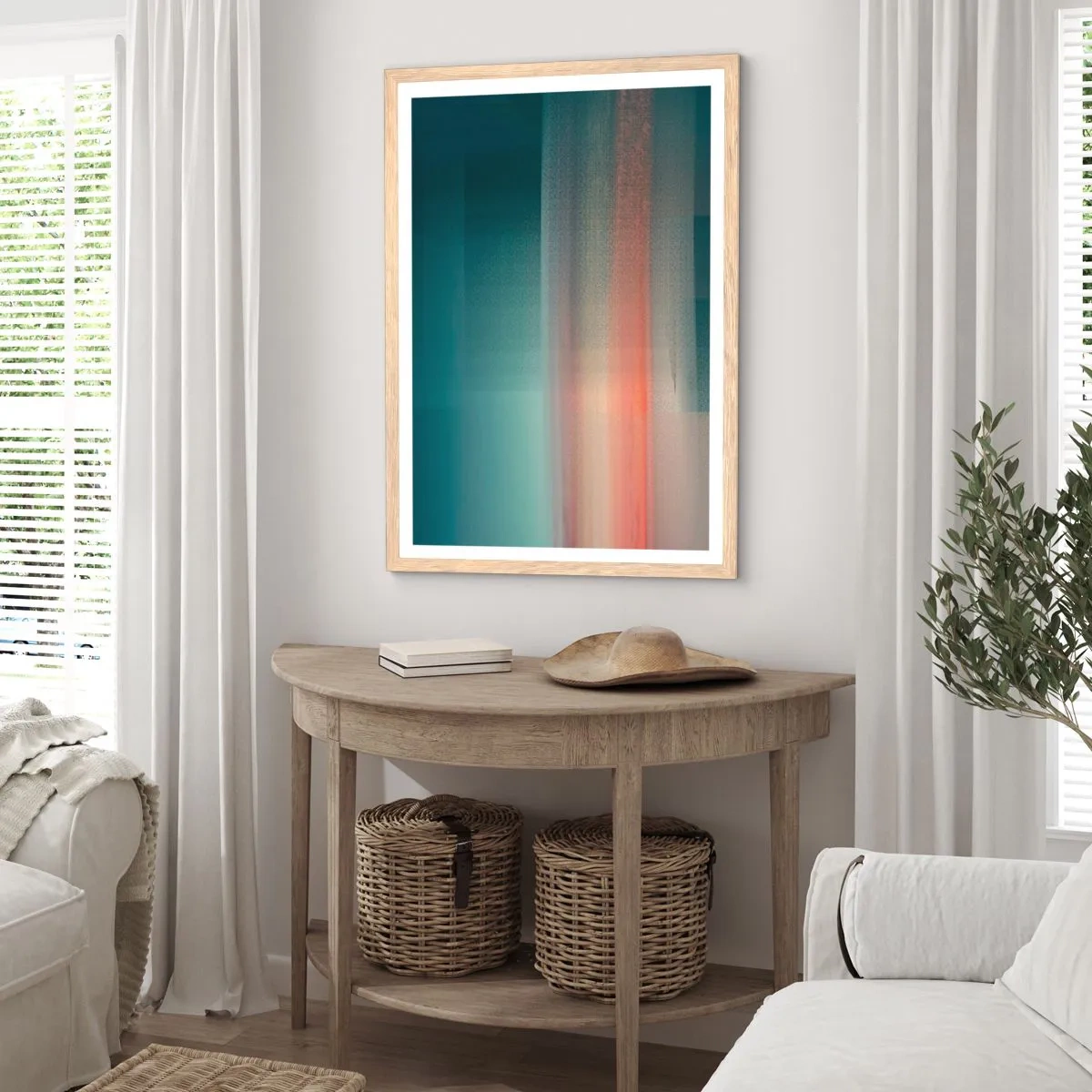 Affisch i ram av ljusek - Abstraktion: ljusvågor - 40x50 cm